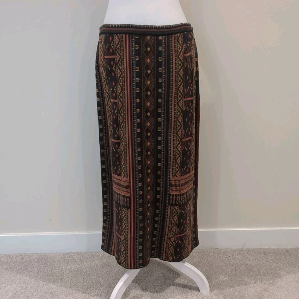Peruvian Connection Pima Cotton Tapestry Knit Midi Skirt Women’s L Peru